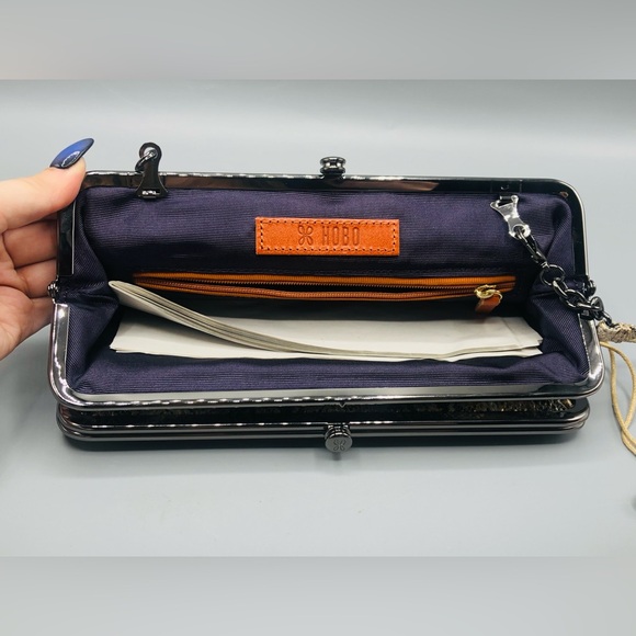 HOBO INTERNATIONAL LEANNE METALLIC Glam Snake LEATHER CROSSBODY WALLET CLUTCH - Picture 9 of 16